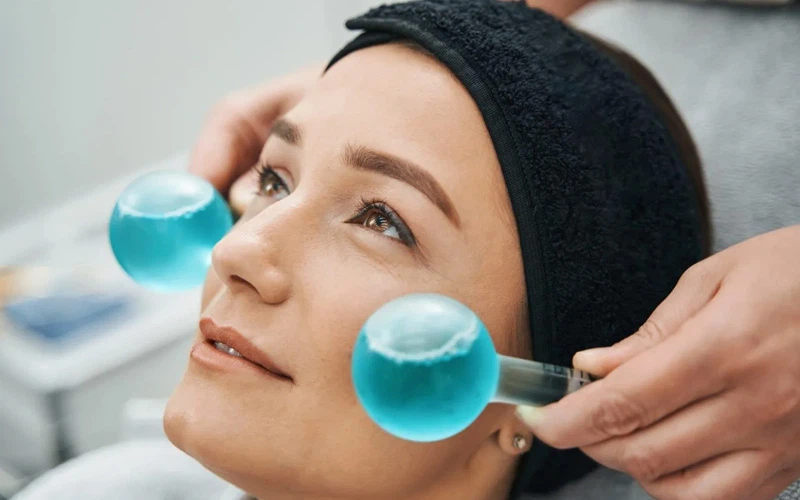 how to use ice globes on face