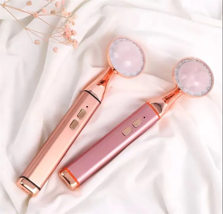 24k zelta LED rozā kvarca nefrīta rullītis sejai