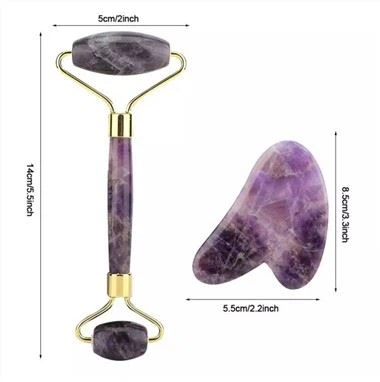 Beztrokšņa ametista nefrīta veltnis un guašas rīks