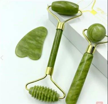 Kvarca akmens kristāla nefrīta sejas masāžas veltnis gua sha komplekts