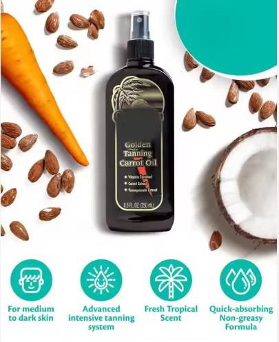 Natural Organic Carrot Tanning Oil For Body